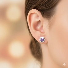 Пусеты из белого золота с танзанитами и бриллиантами