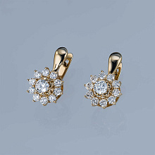 Серьги из желтого золота c бриллиантами