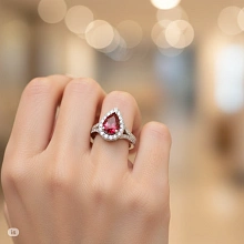 Кольцо из белого золота с рубином и бриллиантами