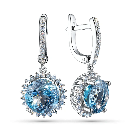 Серьги из белого золота с топазами