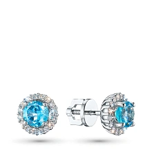 Пусеты из белого золота с топазами и бриллиантами