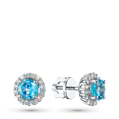 Пусеты из белого золота с топазами