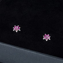 Пусеты из белого золота с бриллиантами и топазами (изготовление)