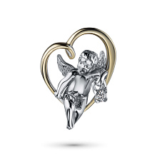 Подвеска из комбинированного золота с бриллиантом выращенным