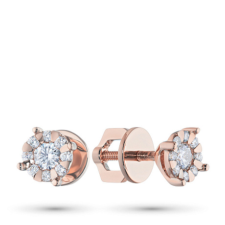 Пусеты из красного золота с бриллиантами