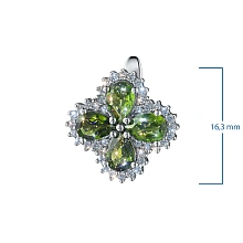 Серьги из белого золота с хромдиопсидами и бриллиантами