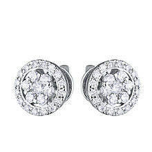 Пусеты из комбинированного золота с бриллиантами (изготовление)