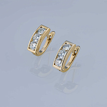 Серьги из желтого золота c бриллиантами выращенными