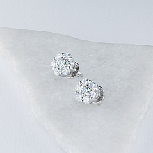 Пусеты из белого золота с бриллиантами (изготовление)