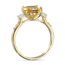 Кольцо из желтого золота с бриллиантами и цитрином