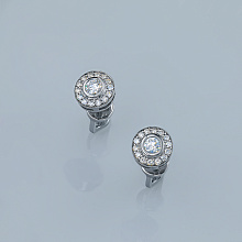 Пусеты из серебра c бриллиантами выращенными