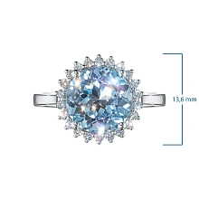 Кольцо из белого золота с топазом и бриллиантами