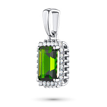 Подвеска из белого золота с хромдиопсидом и бриллиантами (изготовление)