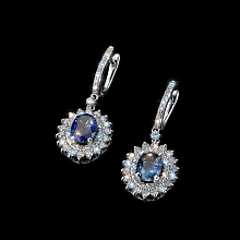 Серьги из белого золота с сапфирами и бриллиантами