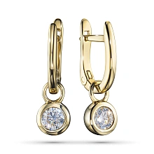 Серьги из желтого золота с бриллиантом