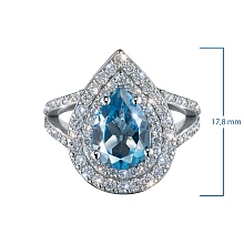 Кольцо из белого золота с топазом и бриллиантами