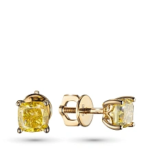 Пусеты из желтого золота с бриллиантом