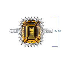 Кольцо из белого золота с бриллиантом и цитрином (изготовление)