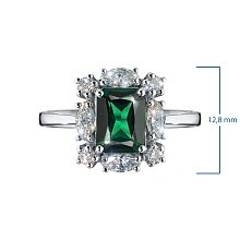 Кольцо из белого золота с и изумрудом и бриллиантами