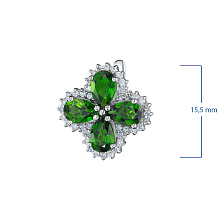 Серьги из белого золота с хромдиопсидами и бриллиантами (изготовление)
