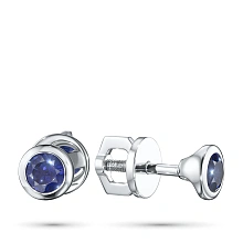 Пусеты из серебра с сапфирами